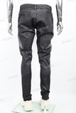 Black waxed and rhinestoned ripped Skinny Jeans