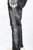 Black waxed and rhinestoned ripped Skinny Jeans
