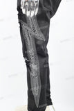 Black waxed and rhinestoned ripped Skinny Jeans