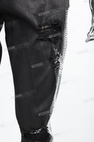 Black waxed and rhinestoned ripped Skinny Jeans