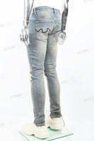 Blue distressed tattered embroidered Skinny Jeans