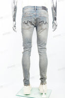 Blue distressed tattered embroidered Skinny Jeans
