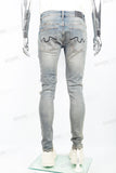 Blue distressed tattered embroidered Skinny Jeans