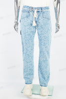 Blue floral denim cargo pants