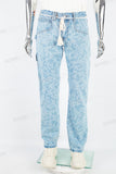 Blue floral denim cargo pants
