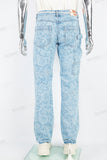 Blue floral denim cargo pants