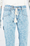 Blue floral denim cargo pants