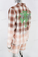 Brown plaid printed work bag set