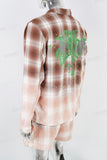 Brown plaid printed work bag set