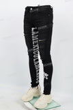 Black Tattered White Gothic Cross Stitch Skinny Jeans