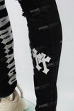 Black Tattered White Gothic Cross Stitch Skinny Jeans