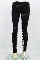 Black Tattered White Gothic Cross Stitch Skinny Jeans