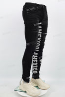 Black Tattered White Gothic Cross Stitch Skinny Jeans