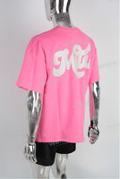 pink oversize digital print heavyweight T shirt men