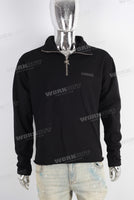 Black patchwork raw hem sweatshirt