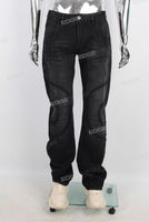 Black patchwork straight jeans men