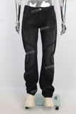 Black patchwork straight jeans men