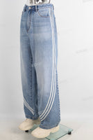 Blue wide leg patchwork jeans
