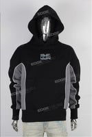 Black Oversized Patchwork Embossed puff Print Hoodie Men