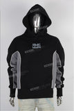 Black Oversized Patchwork Embossed puff Print Hoodie Men