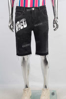 Black digital print laser boot cut short