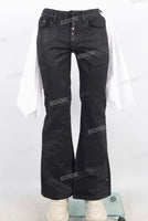 Black wax flare denim jeans