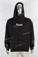 Black heavyweight patch skull hoodie
