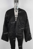 Black oversize and loose waxed jacket