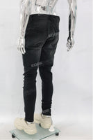 Black Skinny Patchwork Distress Jeans Men