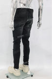 Black Skinny Patchwork Distress Jeans Men