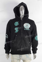 Black embroidered hooded jacket