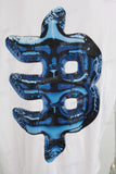 White Oversize Blue Digital Print  T shirt Men