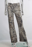 Leopard digital print straight jeans women
