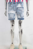 Blue paint splatters patchwork short