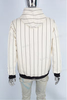 cream chenille embroidery logo stripe white hoodie men