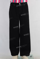 Black straight embroidered jeans