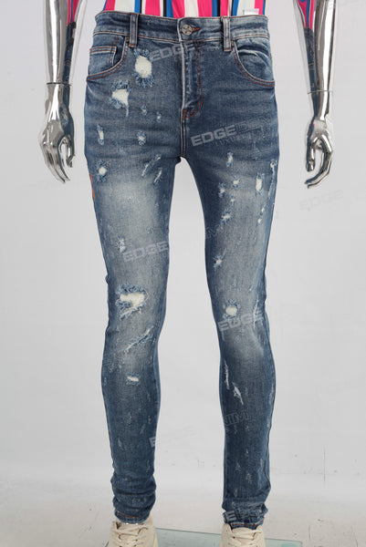 Blue damaged skinny jeans