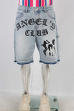 Digital print boot cut shorts