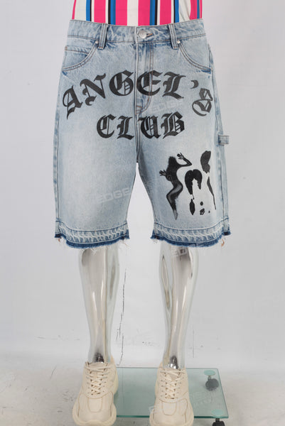 Digital print boot cut shorts