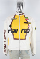 White leather patchwork jacket