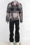 Digital printcargo jacket and patchwork flare jeans