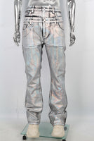 Silver wax double waist flared jeans