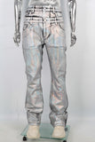 Silver wax double waist flared jeans