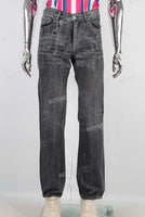 Black waxed acid washed straight jeans