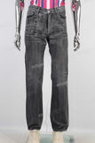 Black waxed acid washed straight jeans