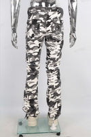 Camouflage cargo flare stack jeans men