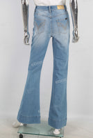 Blue flare patchwork jeans women