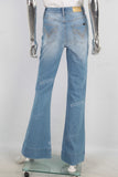 Blue flare patchwork jeans women