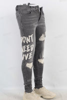 Grey damaged patchwork skinny jeans