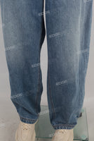Blue oversize straight jeans